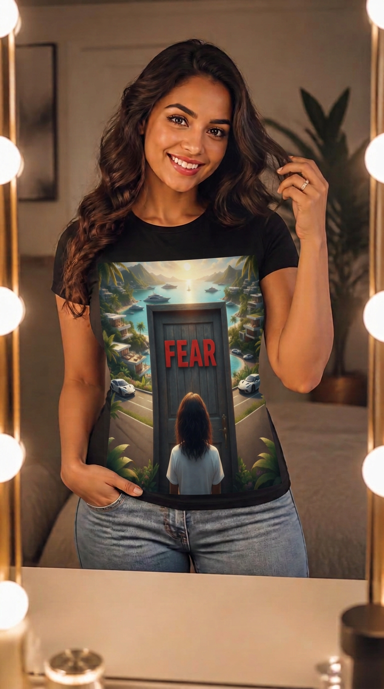 Lady Faces Fear — Motivational Tee Women's Empowerment